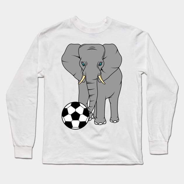 Cute elephant is playing soccer with a ball Long Sleeve T-Shirt by Markus Schnabel